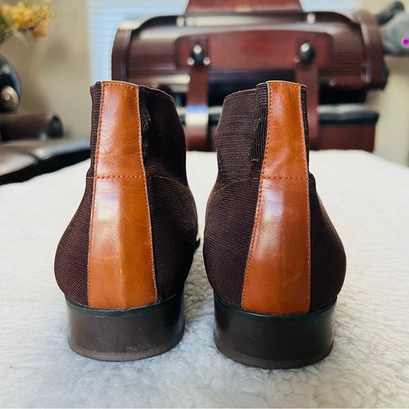 Plaza Handmade 2 Tone Leather/Elastic Fabric Slide On Chukka Boots Size 9.4 M main image 16